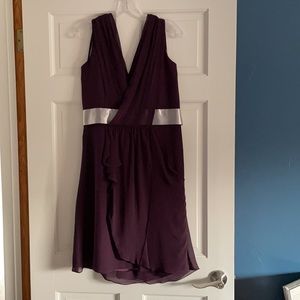 Plum with silver strap bridesmaid dress